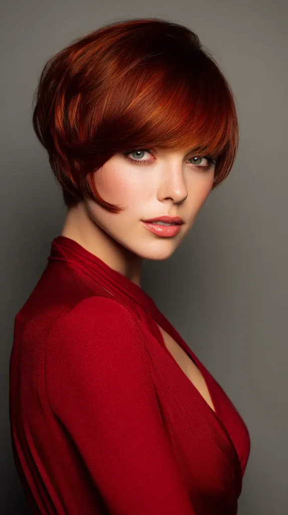 Sleek Short Bob with Side-Swept Bangs