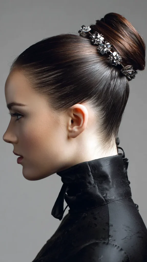 Slick Back Bun with Hair Accessories