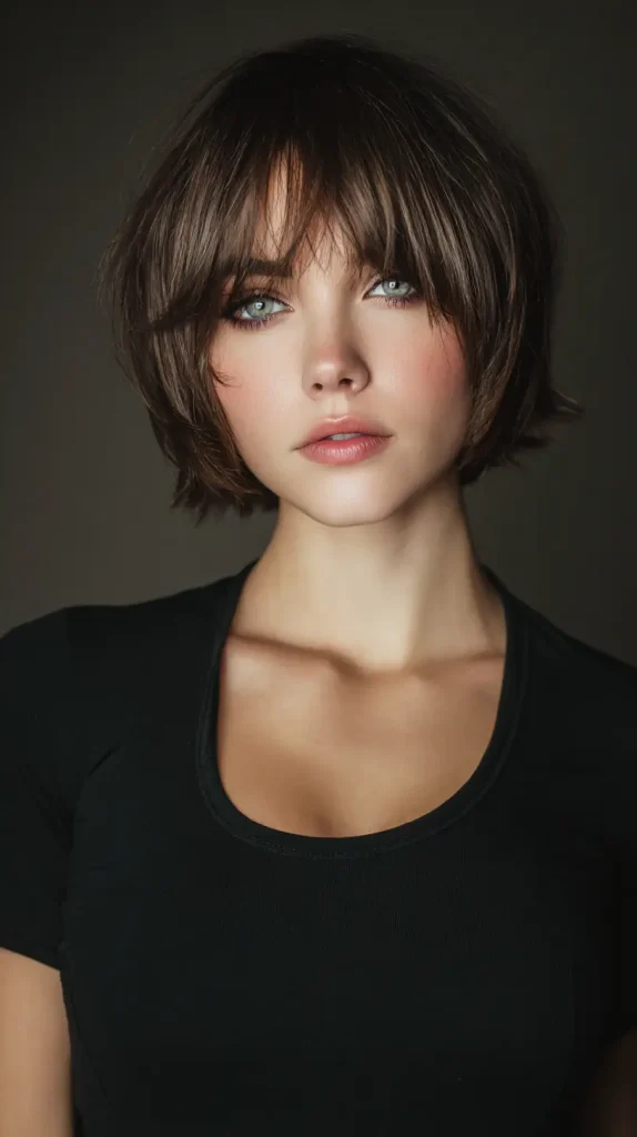 Straight Chin-Length Bob with Wispy Side Bangs