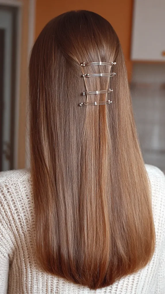 Straight Hair with Hair Clips