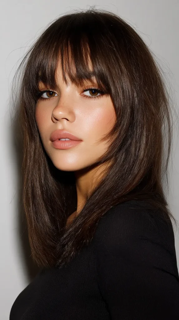 Straight Lob with Curtain Bangs
