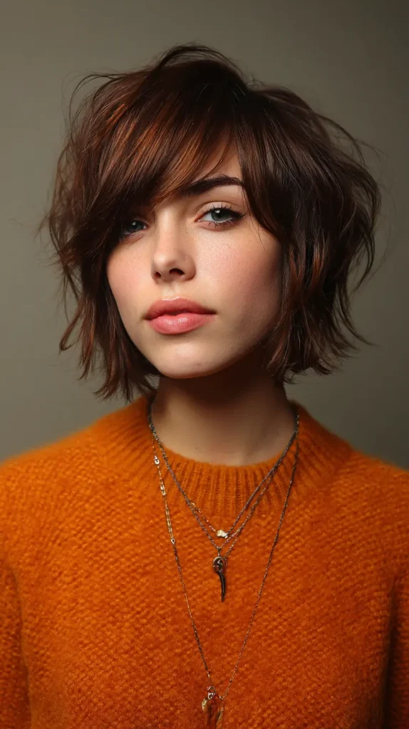 Textured Bob with Choppy Side Bangs