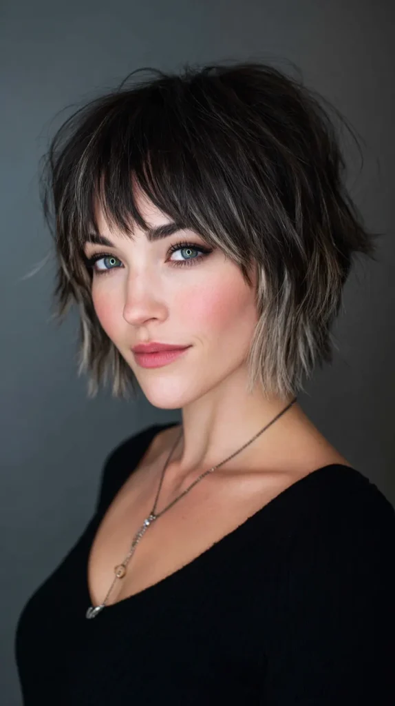 Textured Choppy Bob with Side Bangs