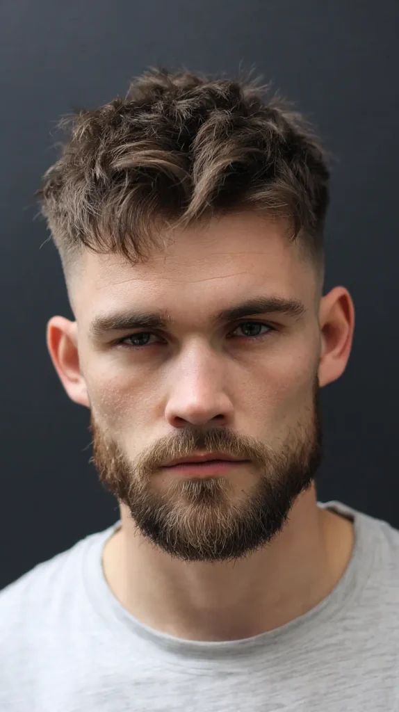 Textured Fringe Two Block Haircut Men