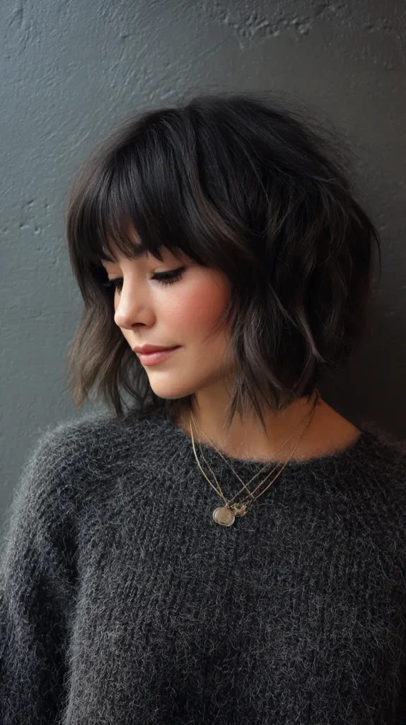 Textured Lob with Side Bangs