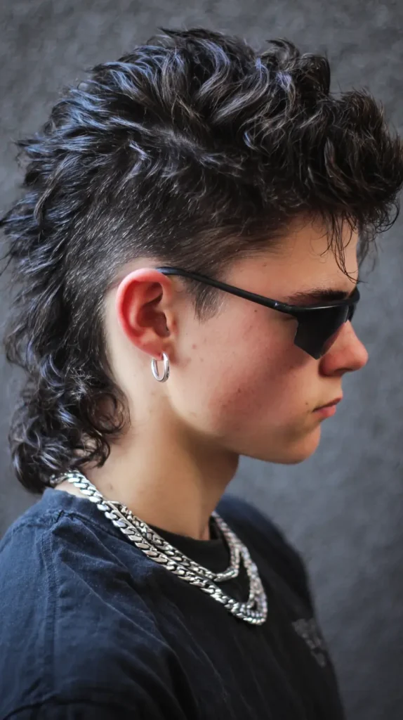 Textured Top Burst Fade Mullet