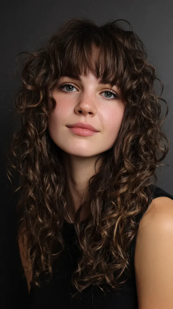 Tight Ringlets with Blunt Bangs