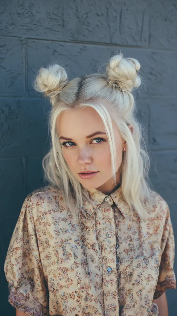 Twisted Two Buns Half Up Half Down