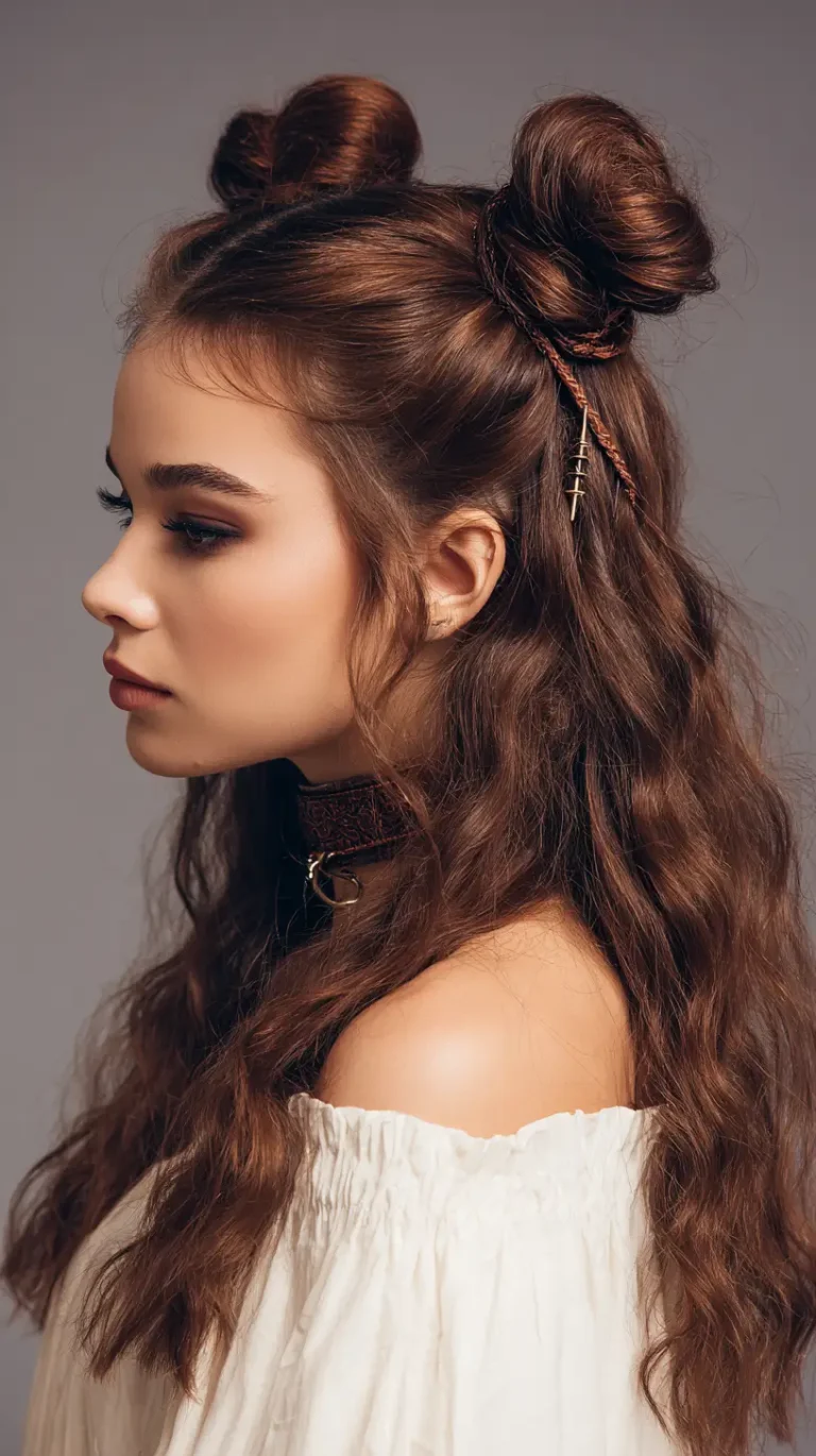 16 Two Buns Half Up Half Down Hairstyles to Try Today