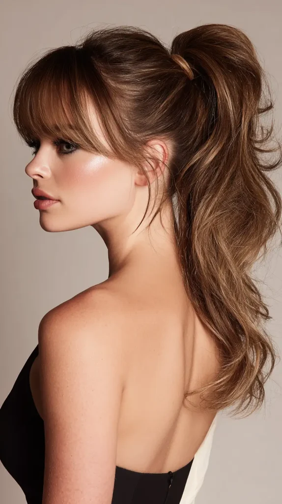  Voluminous Ponytail with Side Bangs