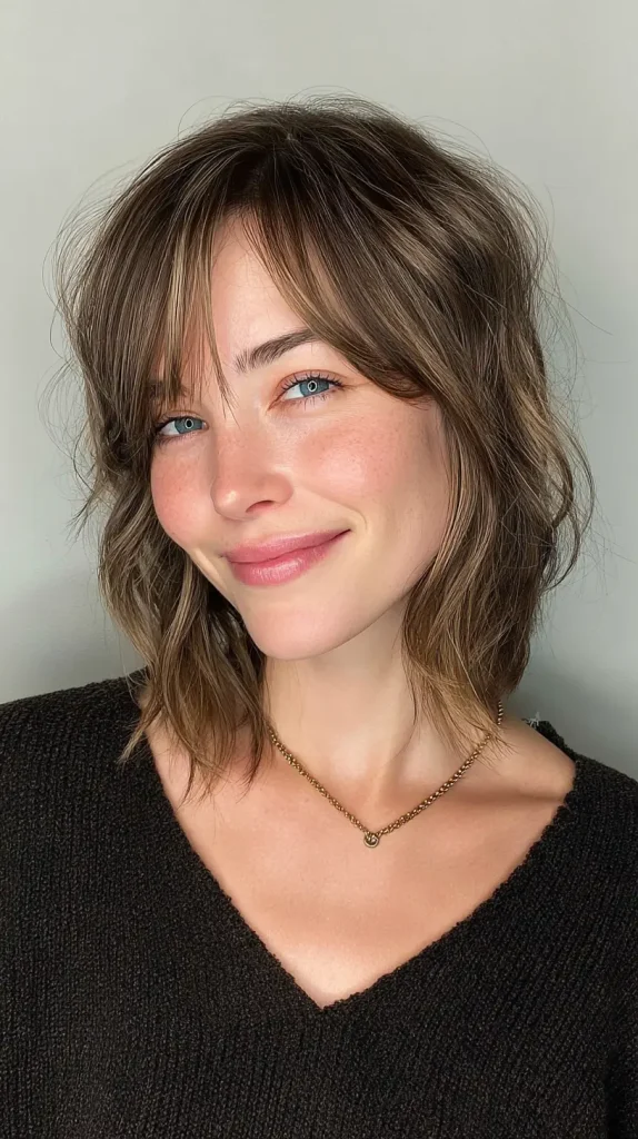 Wavy Lob with Flowing Side Bangs