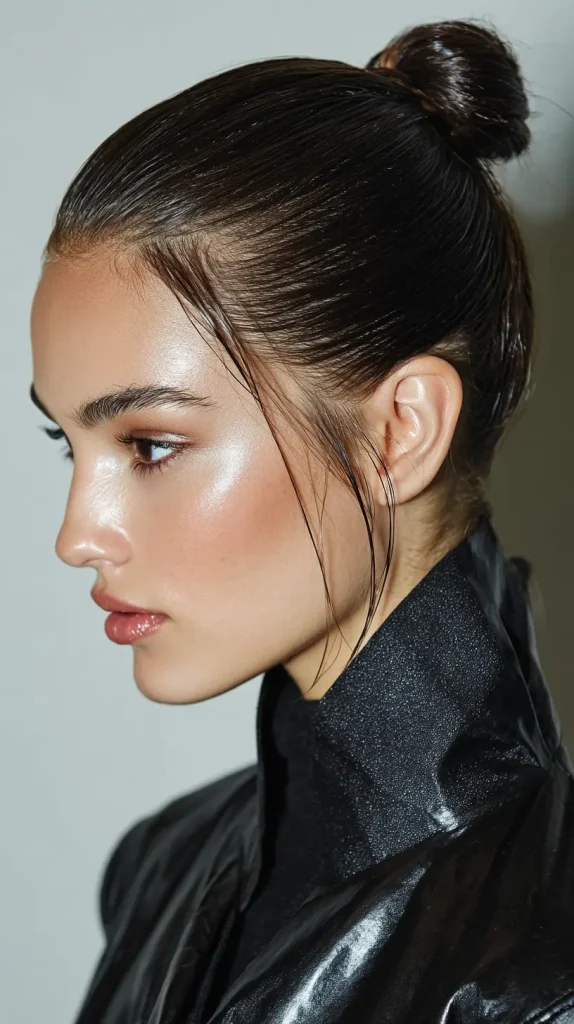 Wet Look Slick Back Bun