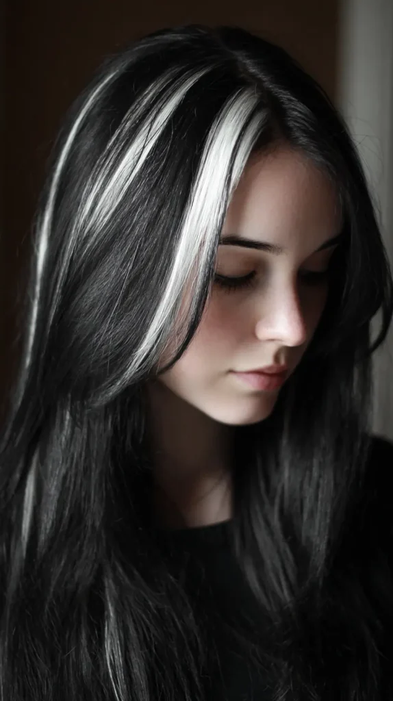 White Streaks on Black Hair