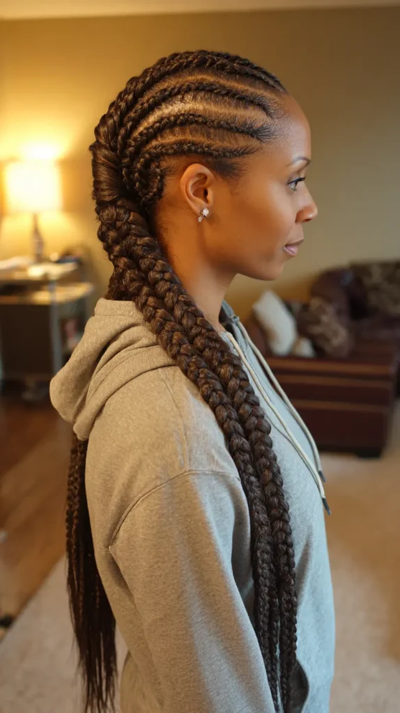 Zigzag Part Straight Back Braids